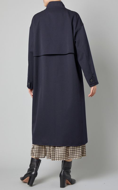 ウールギャバジンスタンドカラーコート