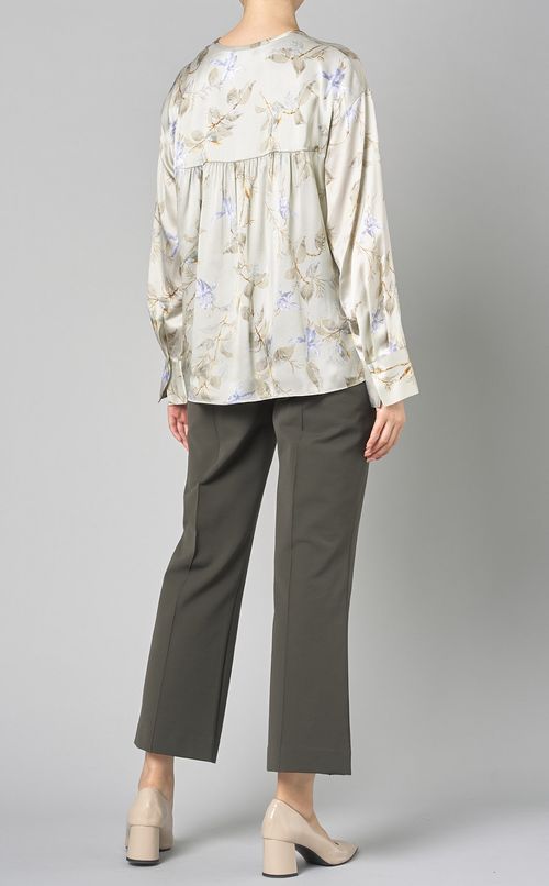 ベルフラワープリントドレープブラウス