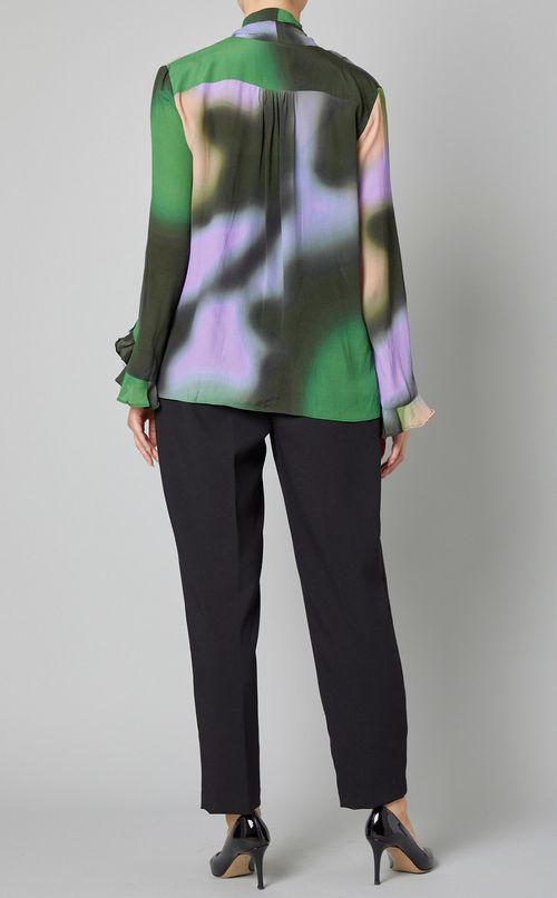 フェイドプリントボウタイブラウス