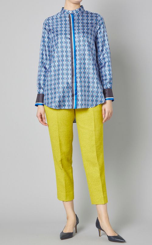 チェーンプリントバンドカラーシャツ