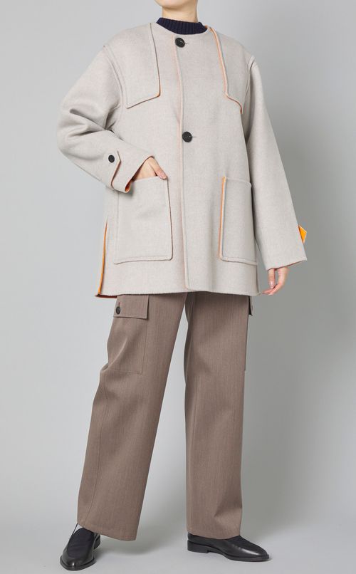 ダブルフェイスノーカラーショートコート