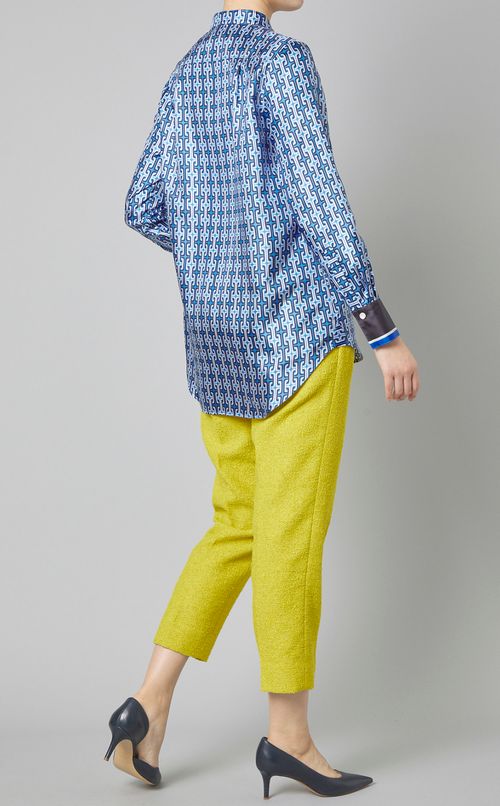 チェーンプリントバンドカラーシャツ