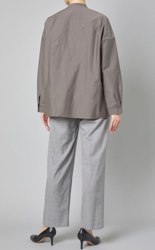 コットンシルクタックプリーツシャツ