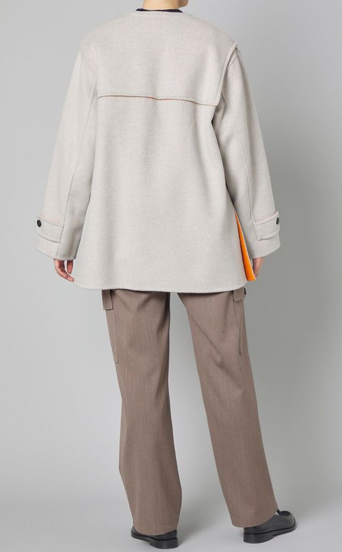 ダブルフェイスノーカラーショートコート