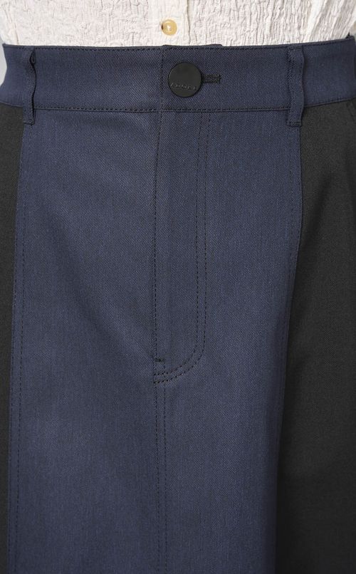 ブロッキングデニムフレアスカート