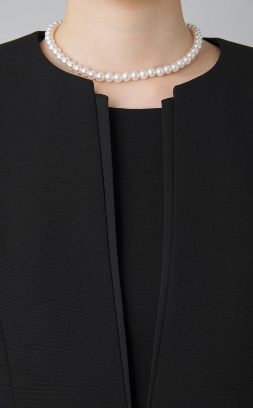 【ブラックフォーマル】サテン切替ジャケットセットワンピース