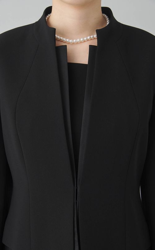 【ブラックフォーマル】サテン切替ワンピースアンサンブル