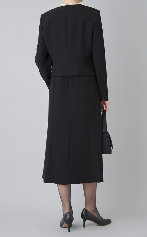 【ブラックフォーマル】サテン切替ジャケットセットワンピース