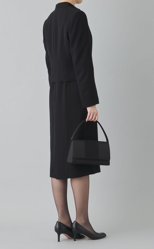 【ブラックフォーマル】サテン切替ワンピースアンサンブル