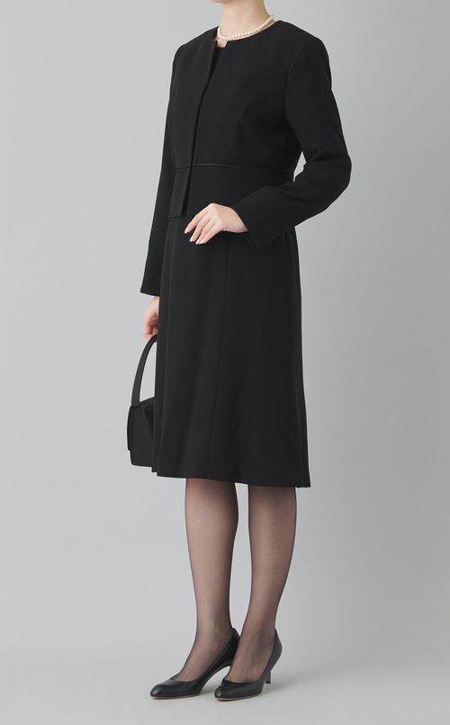 【ブラックフォーマル】ノーカラージャケットセットワンピース