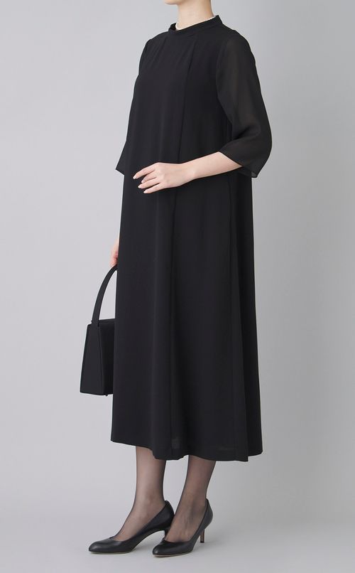 【ブラックフォーマル】シアースリーブフレアスカートワンピース