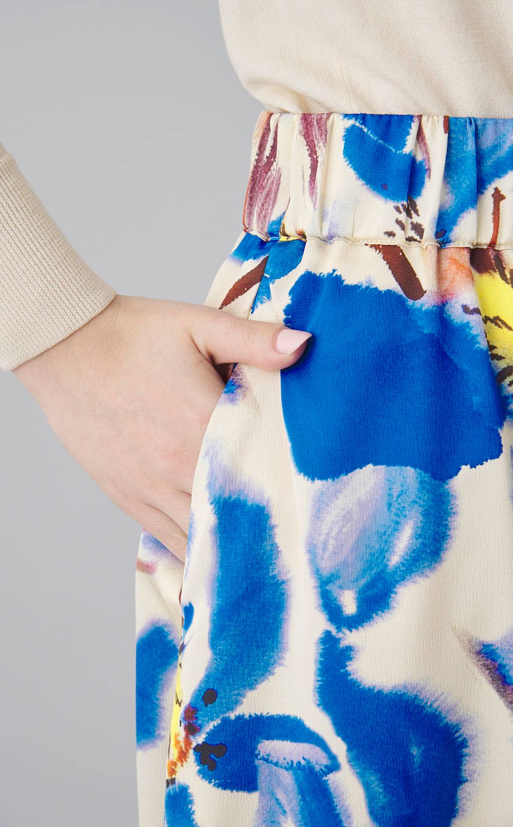 フラワープリントロングラップスカート