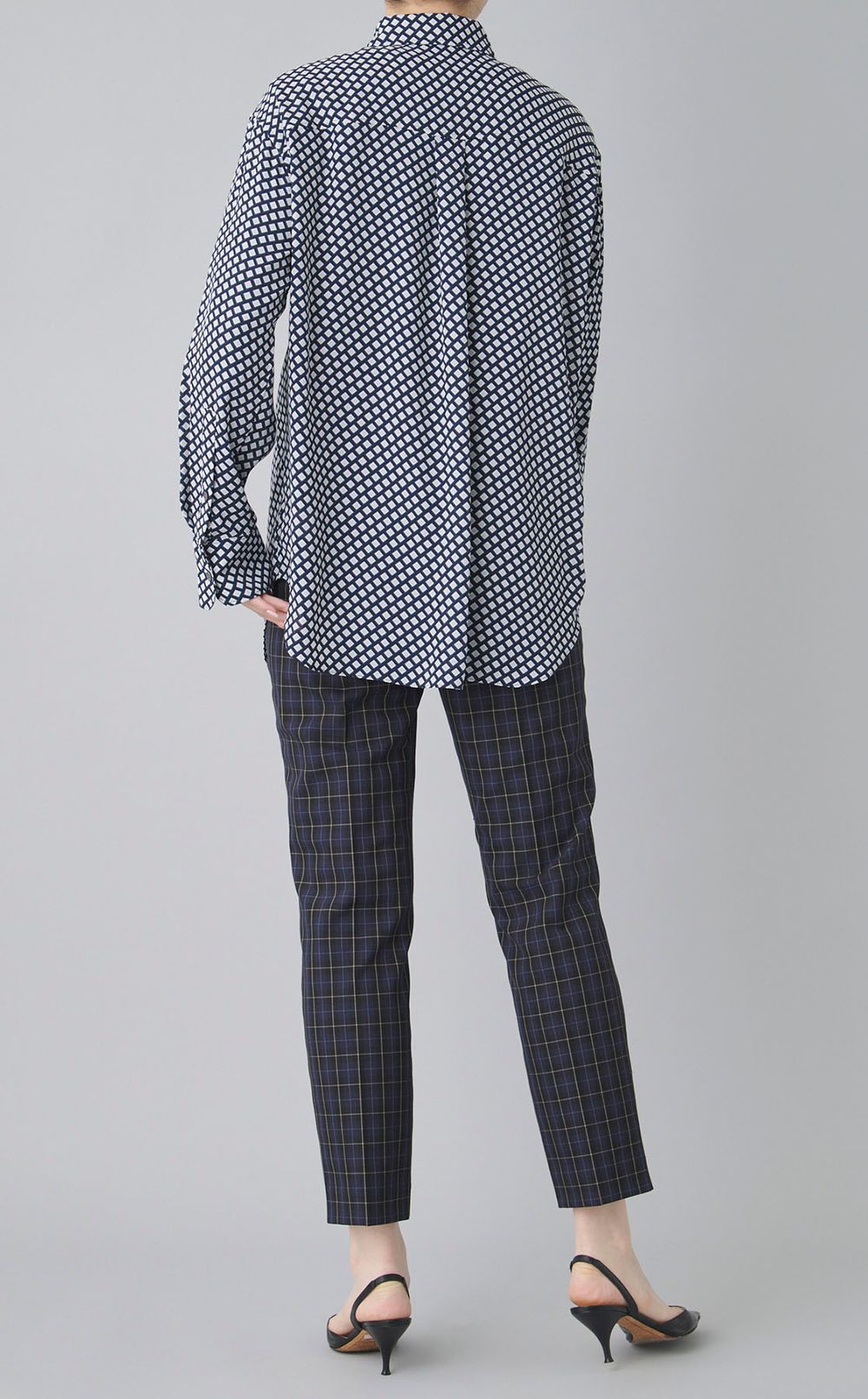 ブロックプリントジョーゼットシャツ