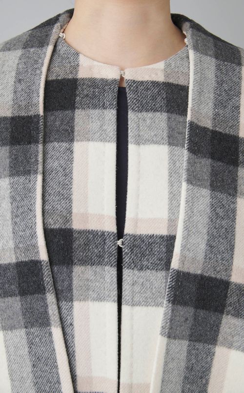 チェックダブルフェイスストールコート