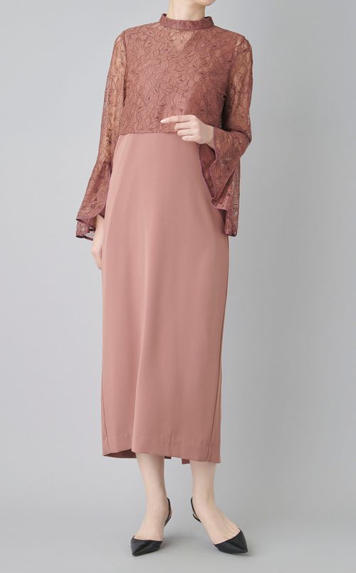 レースブラウス付Iラインドレス