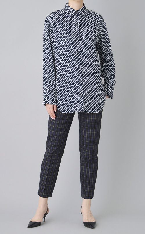 ブロックプリントジョーゼットシャツ