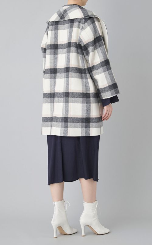 チェックダブルフェイスストールコート