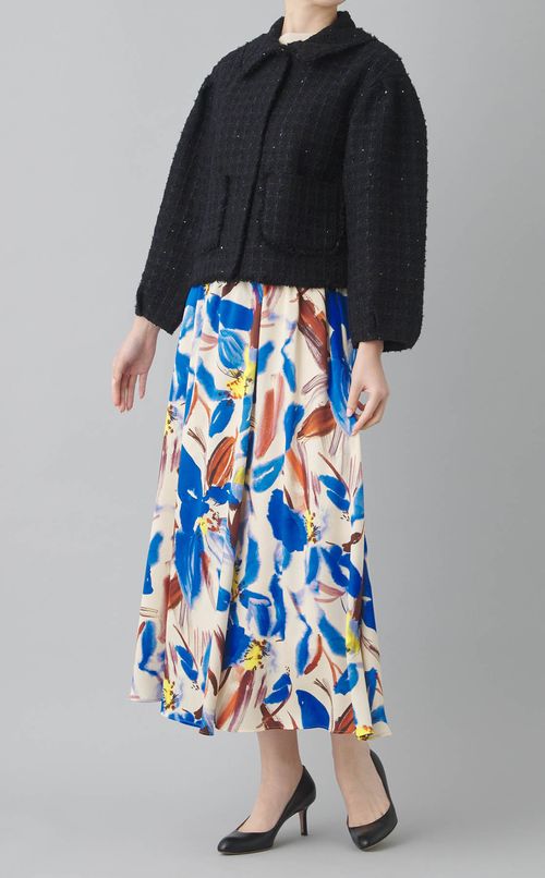 フラワープリントロングラップスカート