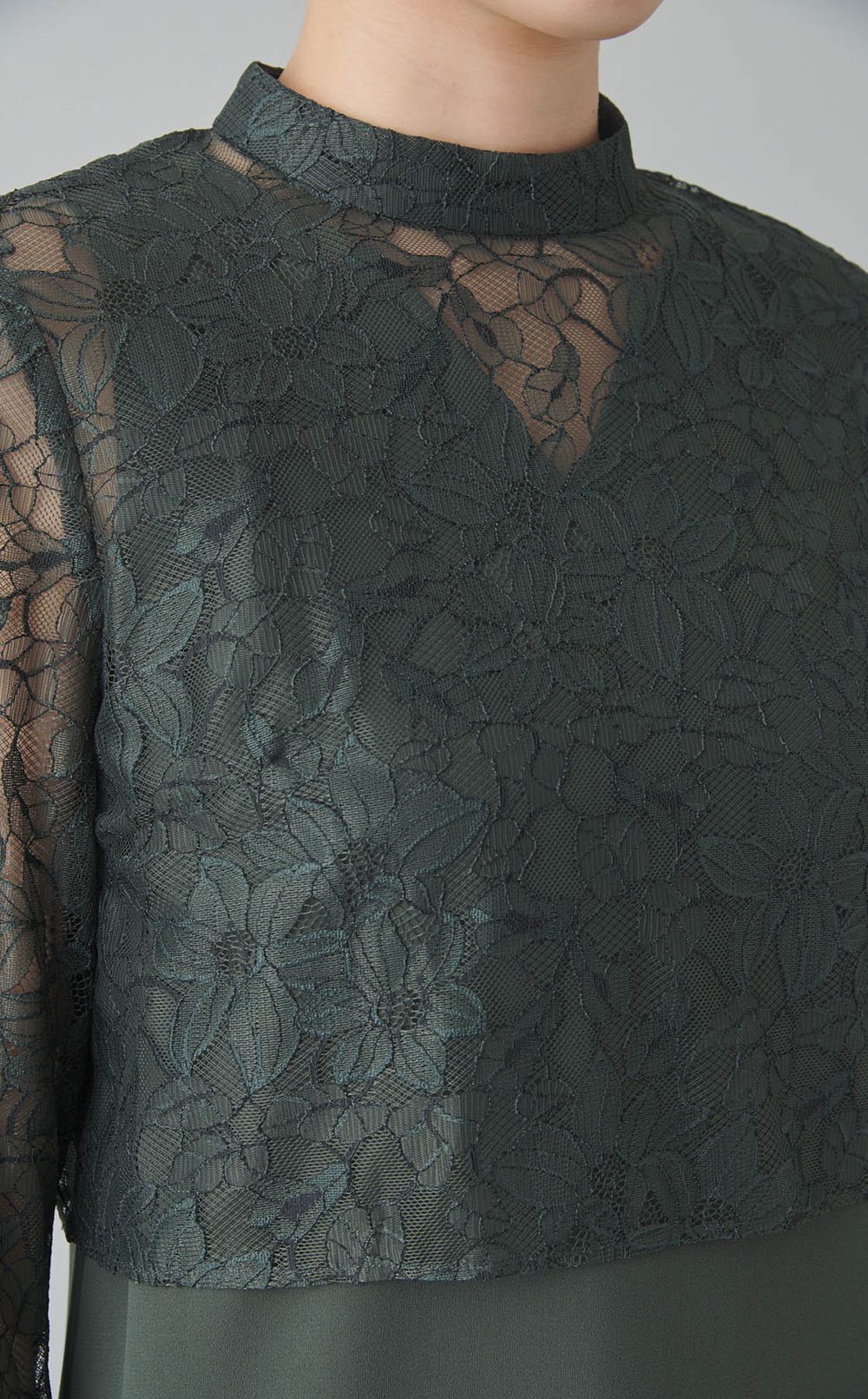 レースブラウス付Iラインドレス