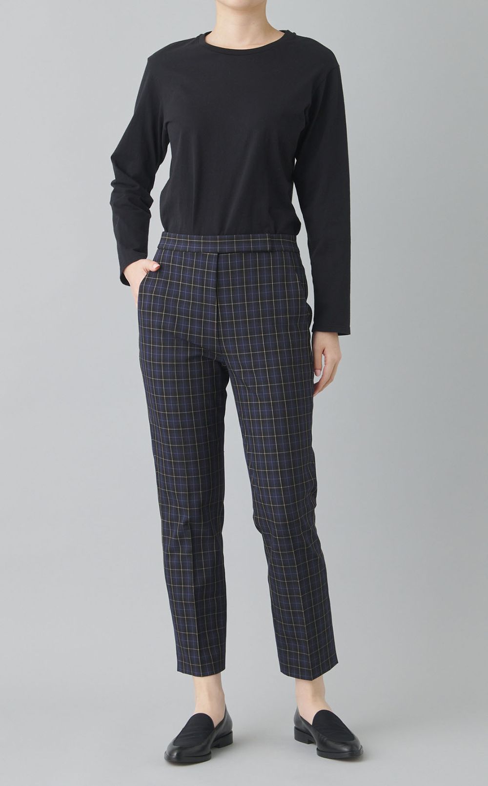 チェックスリムパンツ