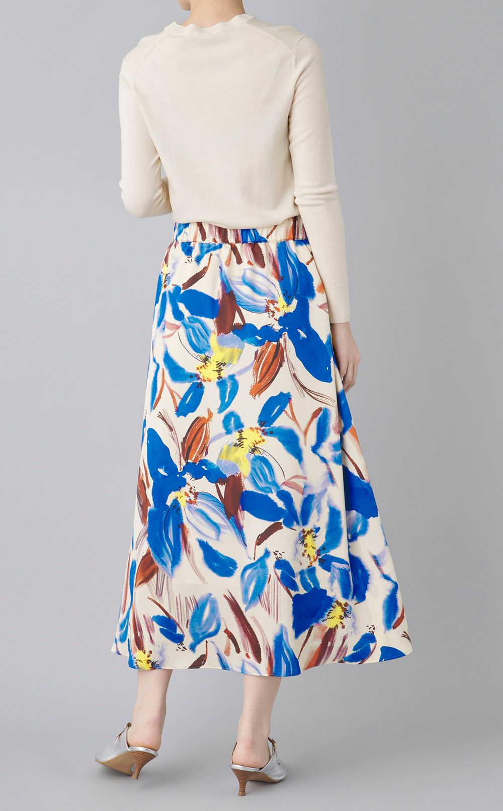 フラワープリントロングラップスカート