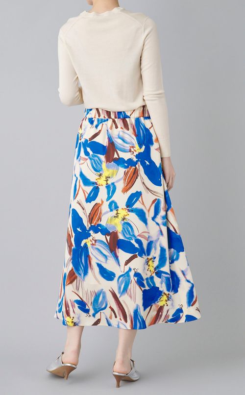 フラワープリントロングラップスカート
