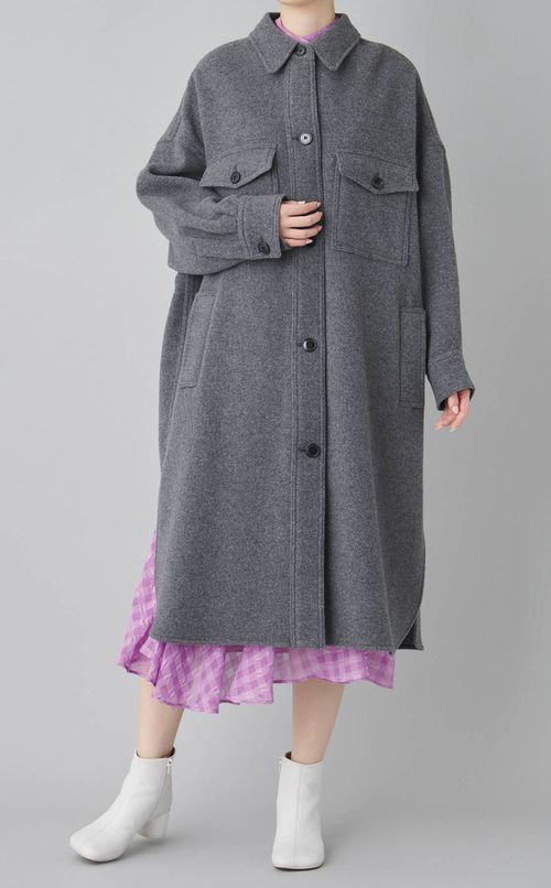 オーバーサイズウールシャツコート