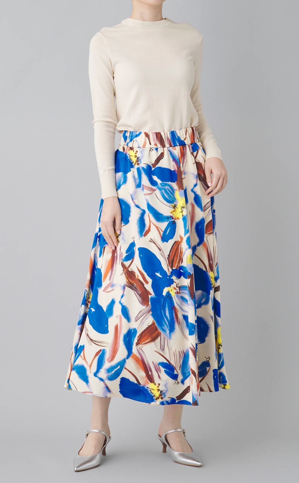 フラワープリントロングラップスカート