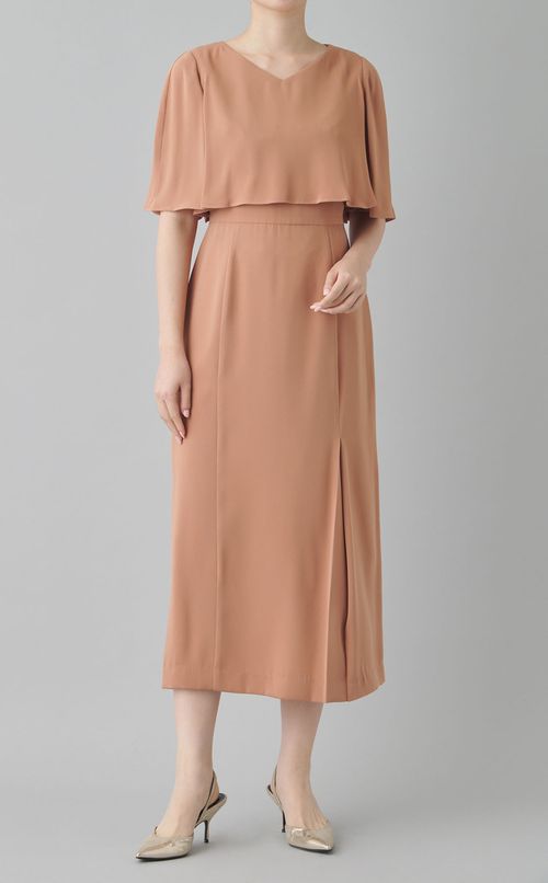 ケープスリーブVネックワンピース