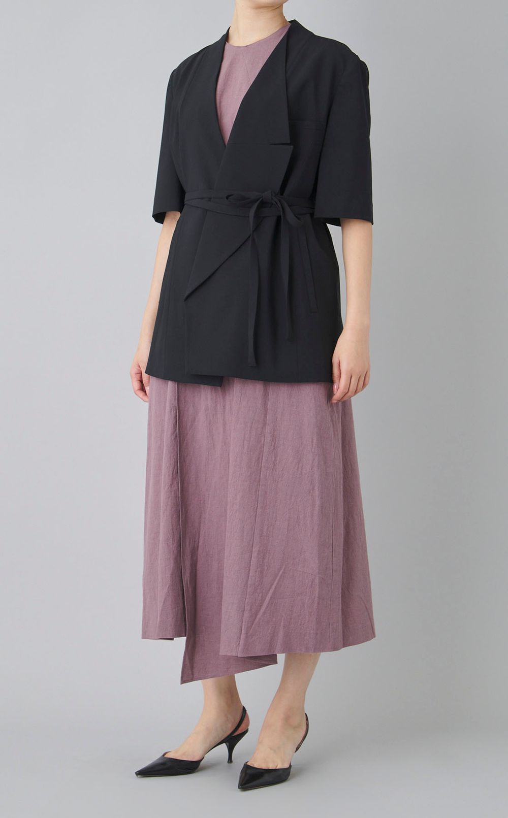 ギャザーパネルロングワンピース