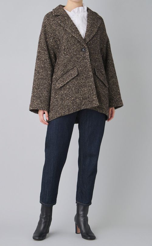 ミックスツイードピーコート