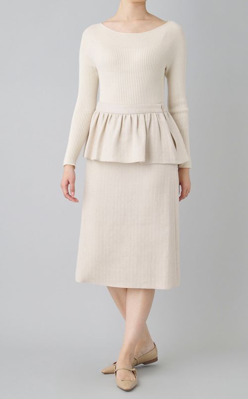 ヘリンボンペプラムスカート