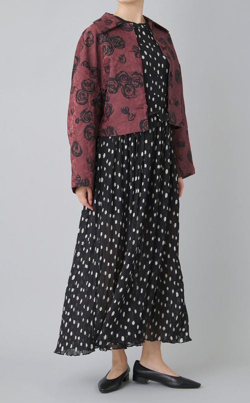 ドットシースループリーツワンピース