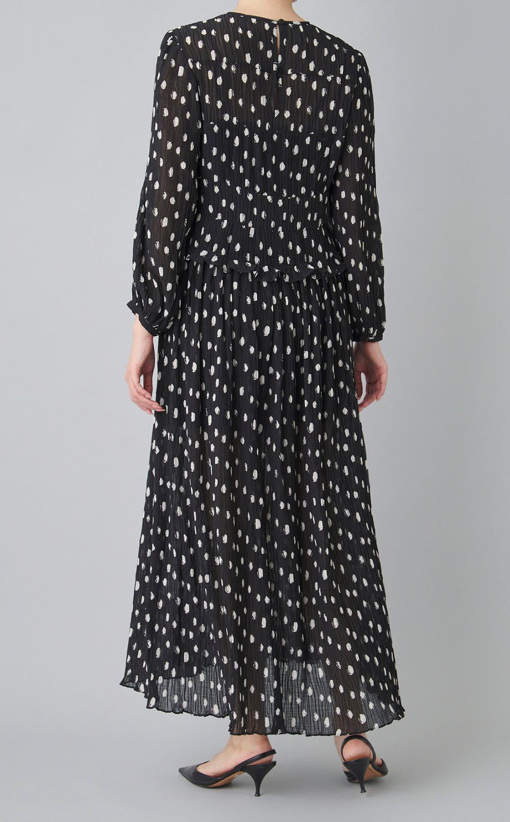 ドットシースループリーツワンピース