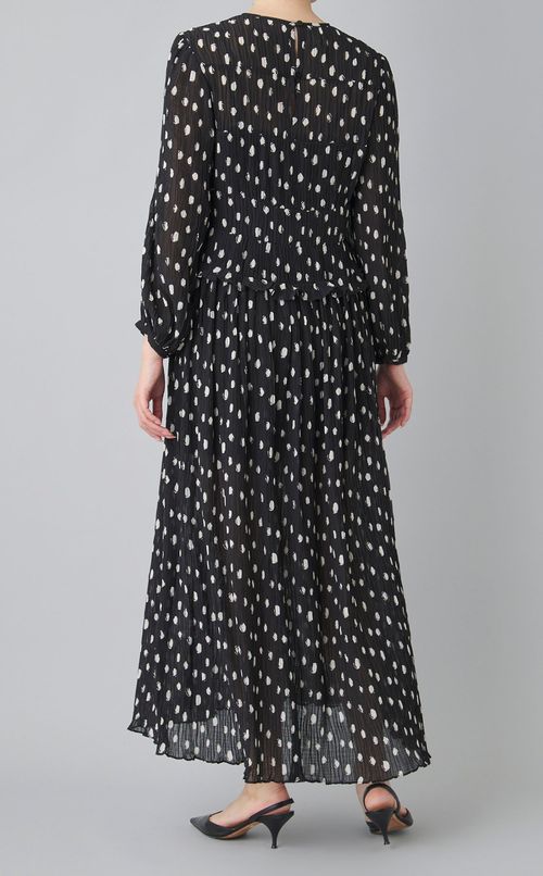 ドットシースループリーツワンピース