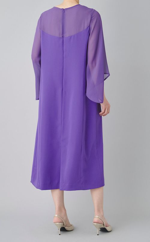 サテン織り切替フレアワンピース