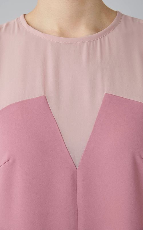 サテン織り切替フレアワンピース