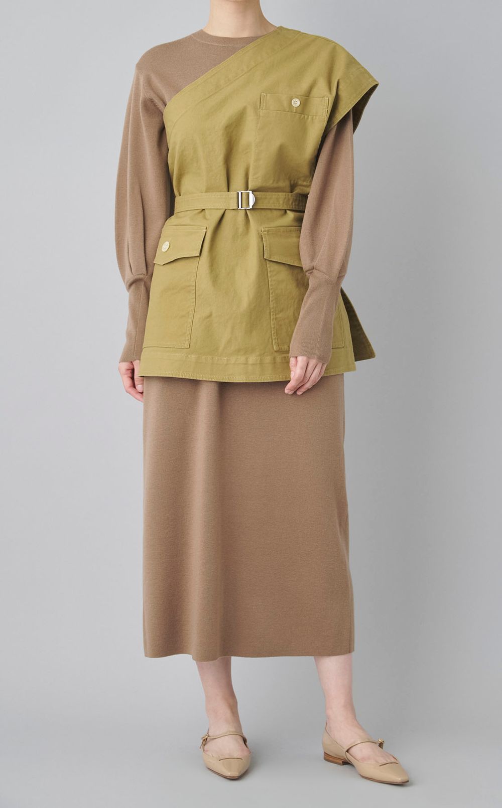 ボリュームスリーブニットワンピース