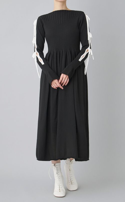 配色リボンニットドレス