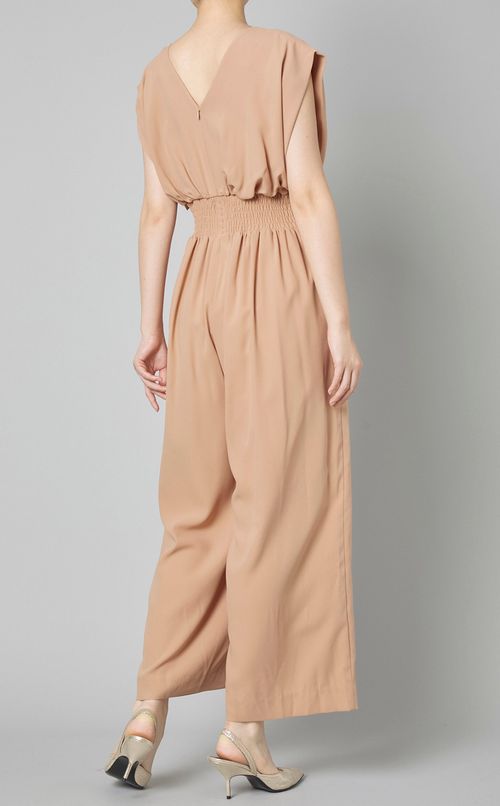 Vネックスリーブレスオールインワン