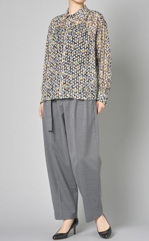 ベルト付タックワイドカーブパンツ