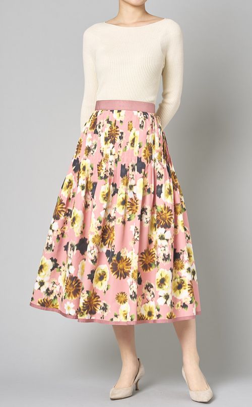 フラワープリントフレアスカート