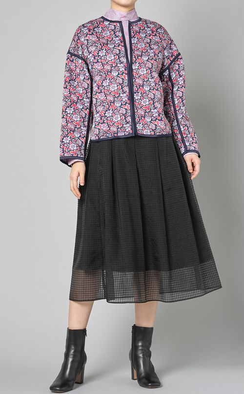 フラワープリントノーカラージャケット