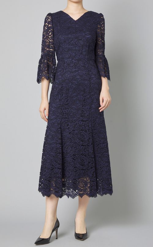 コードレースフレアスリーブワンピース