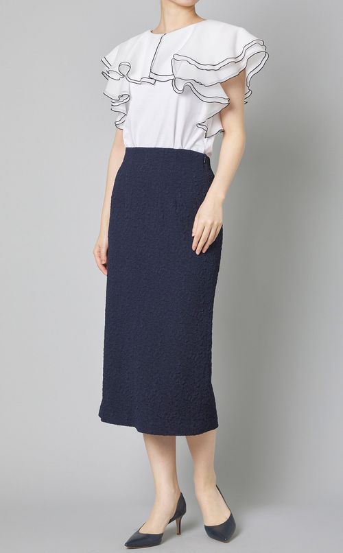 ラッフルネックフリルトップス