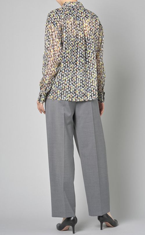 フラワープリントシアーシャツ