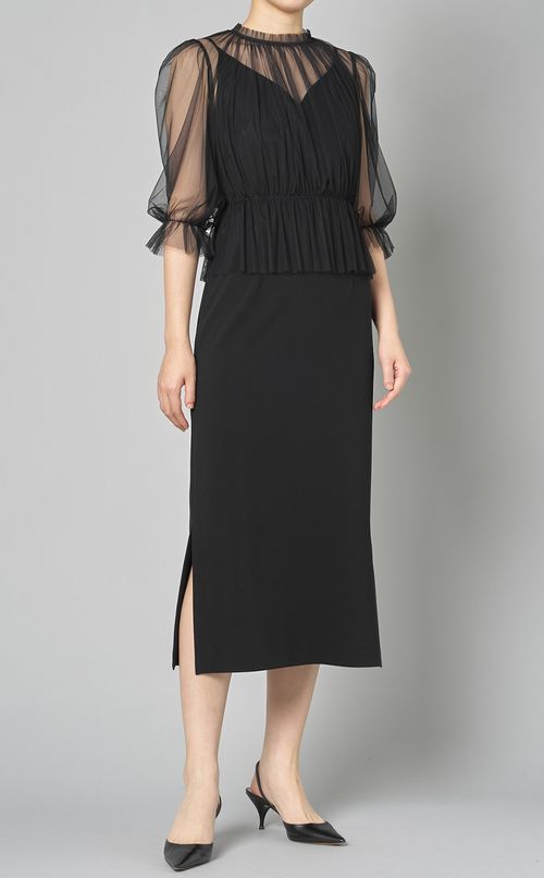 チュールジョーゼットブラウス付ワンピース