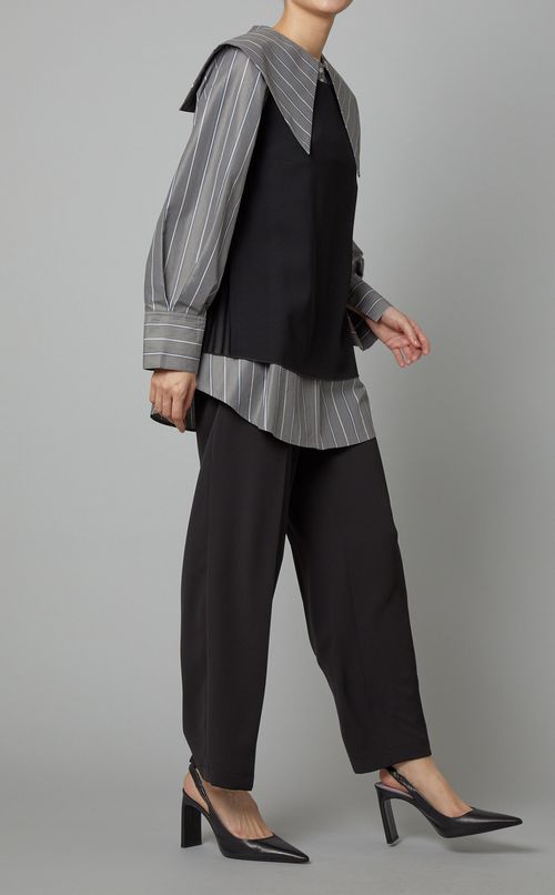 ビッグカラーロングブラウス