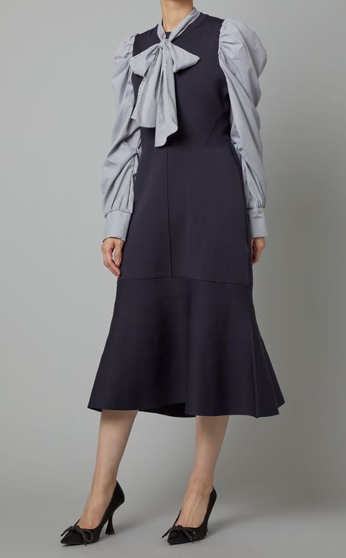 バックリボンマーメイドニットワンピース