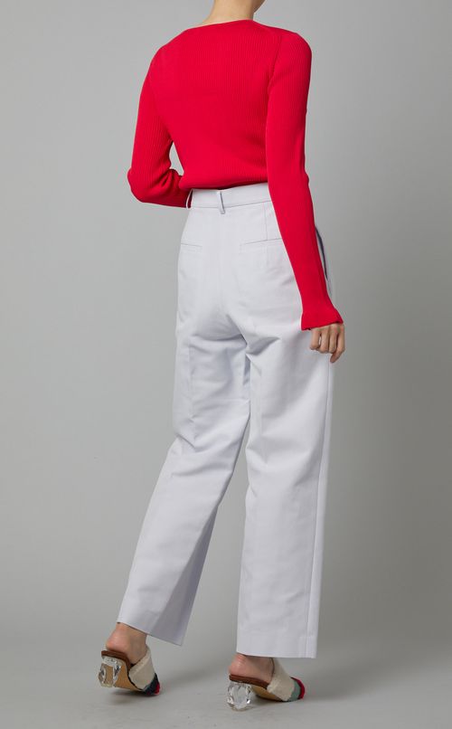 コンパクトコットンクルーネックニット